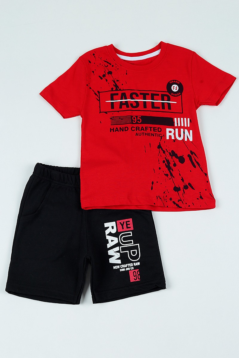 Kırmızı (3-7 yaş) Faster Run Baskılı Erkek Çocuk Takım 106082