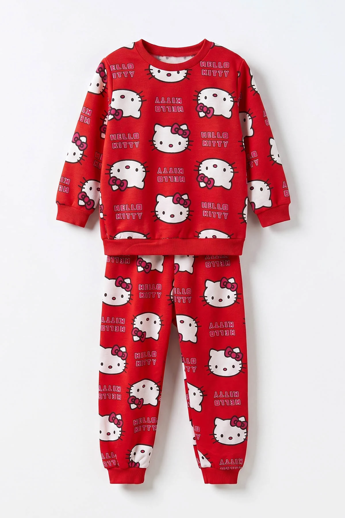 Kırmızı (4-10 Yaş) Desenli 2 İp Kız  Çocuk Pijama Takım 483339