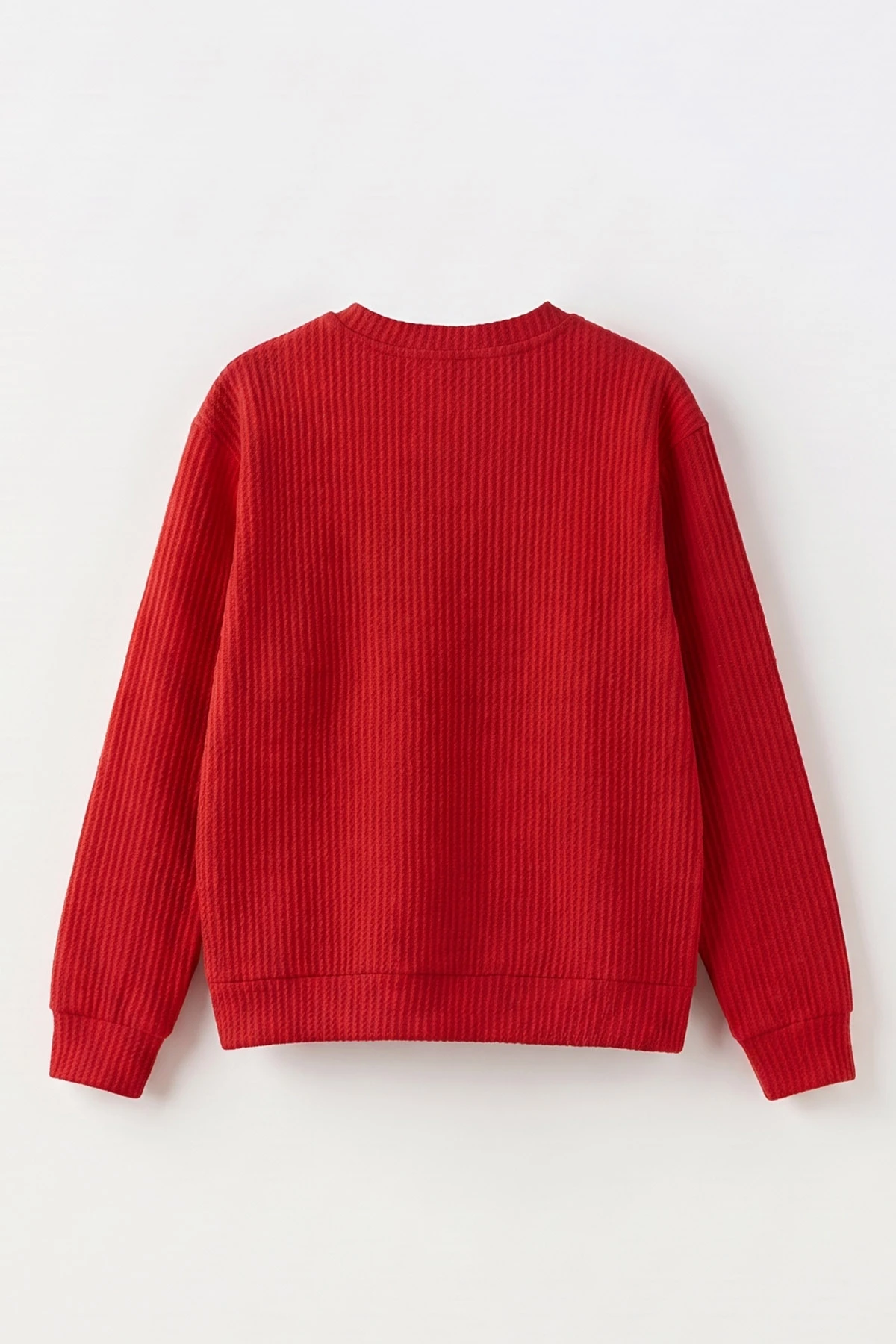 Kırmızı (4-12 Yaş) Kalp Nakışlı Kız Çocuk Sweat 485481