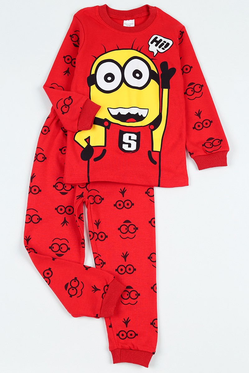 Kırmızı (4-6 yaş) Minion Baskılı Erkek Çocuk Pijama Takımı 107410