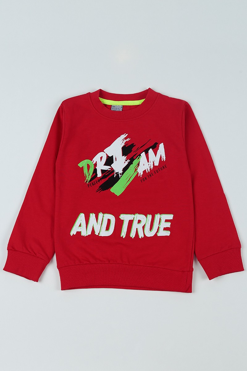 Kırmızı (5-8 Yaş) And True Baskılı Erkek Çocuk Sweatshirt 93023