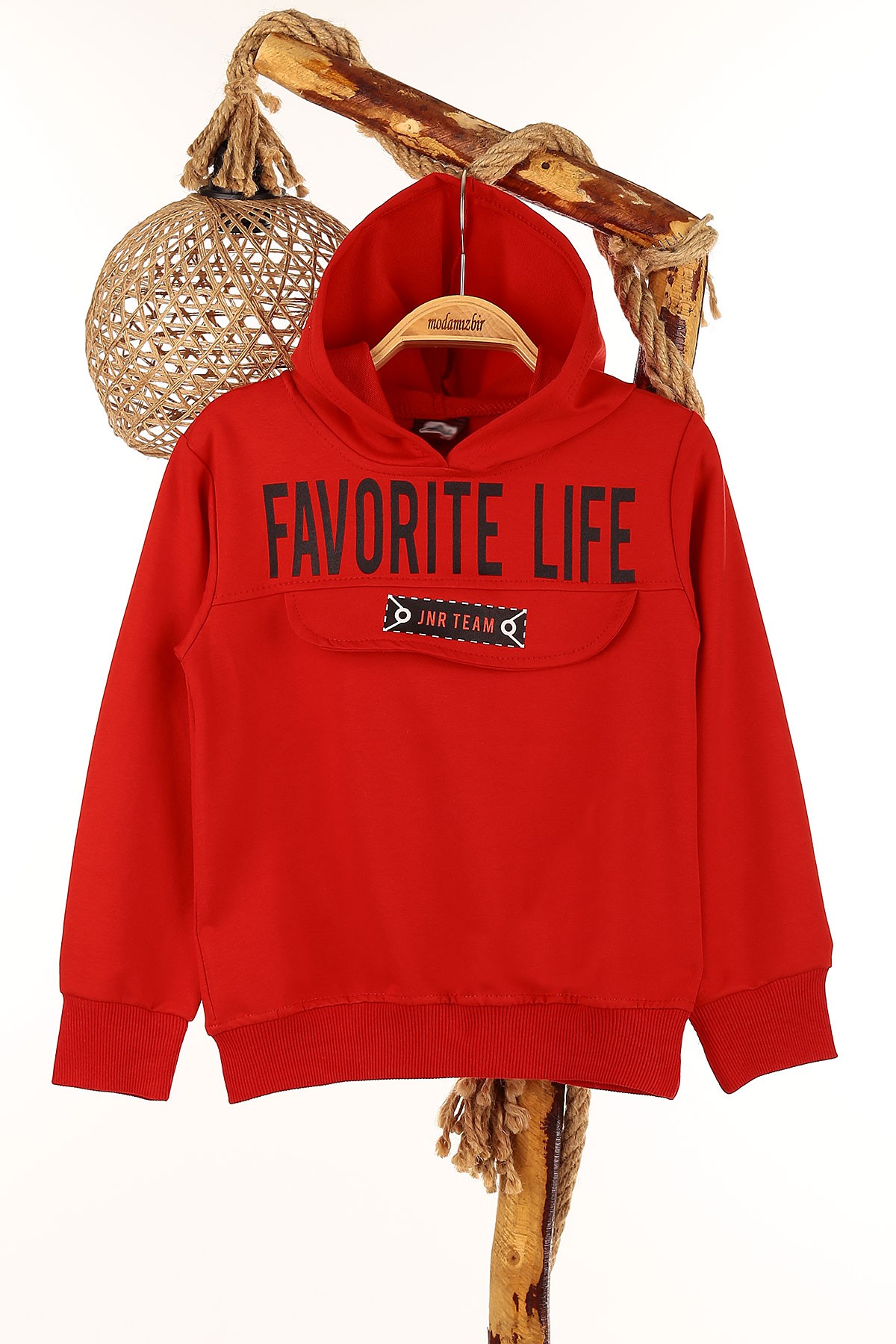 Kırmızı (5-8 Yaş) Favorıte Life Kapşonlu Erkek Çocuk Sweat 149165