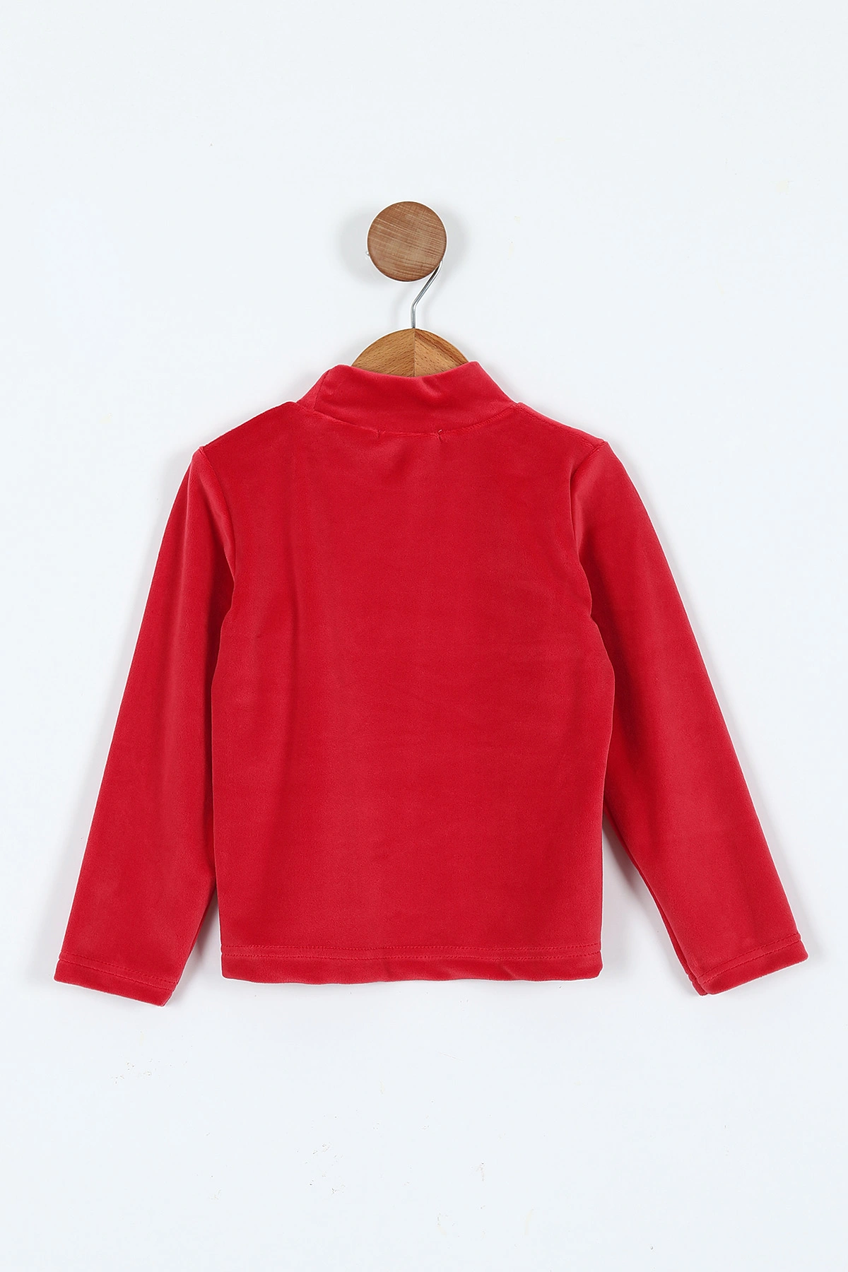 Kırmızı (5-8 Yaş) Lovely  Nakışlı Yarım Balıkçı Yaka Kadife Kız Çocuk Sweat 410598