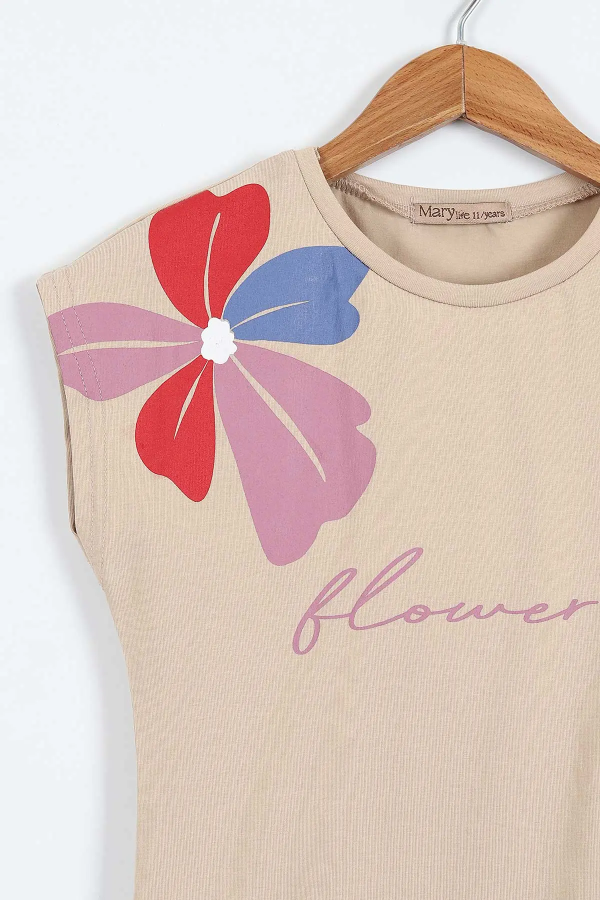 Kırmızı (6-14 Yaş) Flowers Baskılı Şortlu Kız Çocuk Yazlık Takım 342562