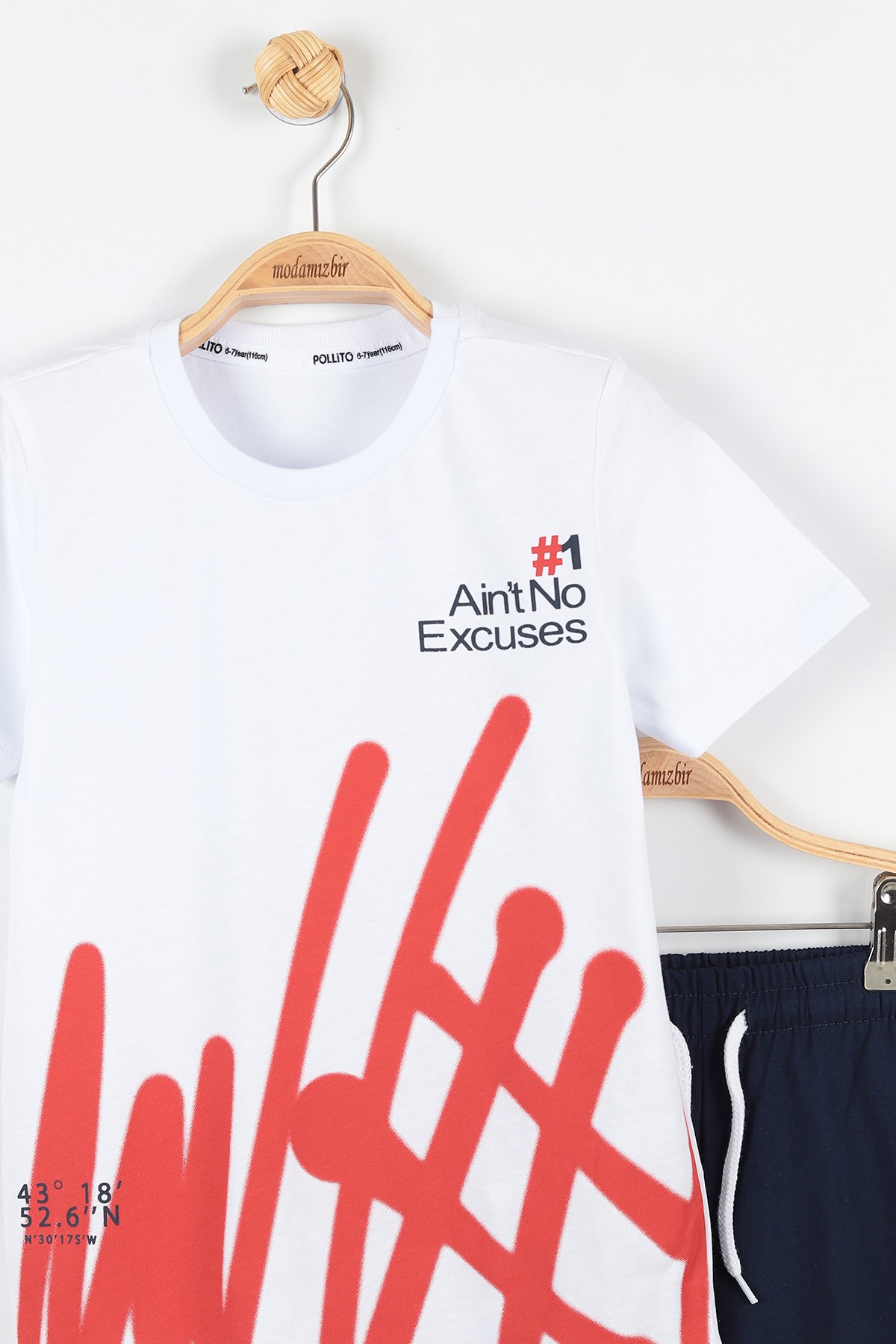 Kırmızı (6-9 Yaş) Excuses Baskılı Şortlu Erkek Çocuk Takım 173615