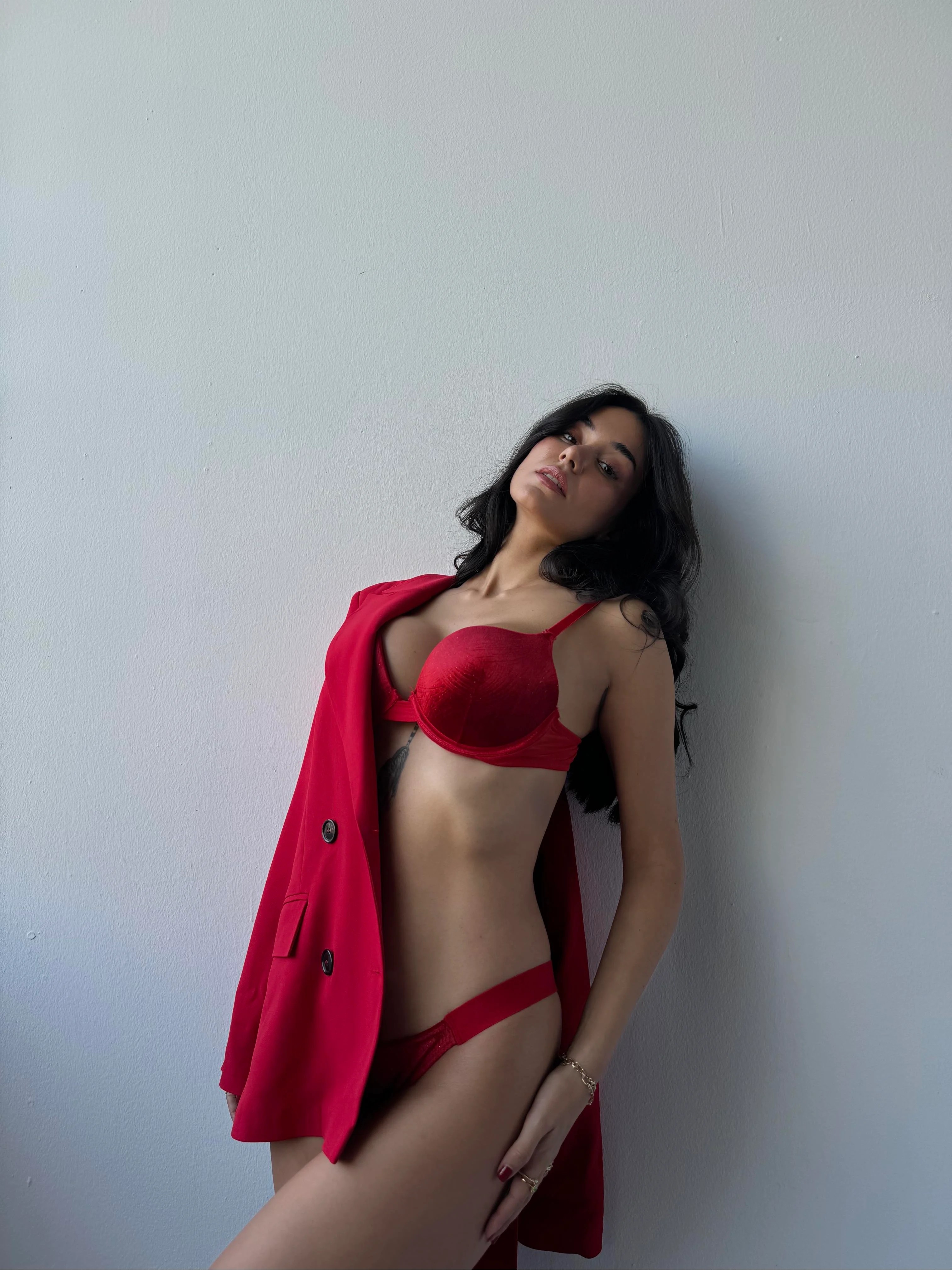 Kırmızı Kadife 645 Eros Simli Desenli Destekli Sütyen Takımı 225562