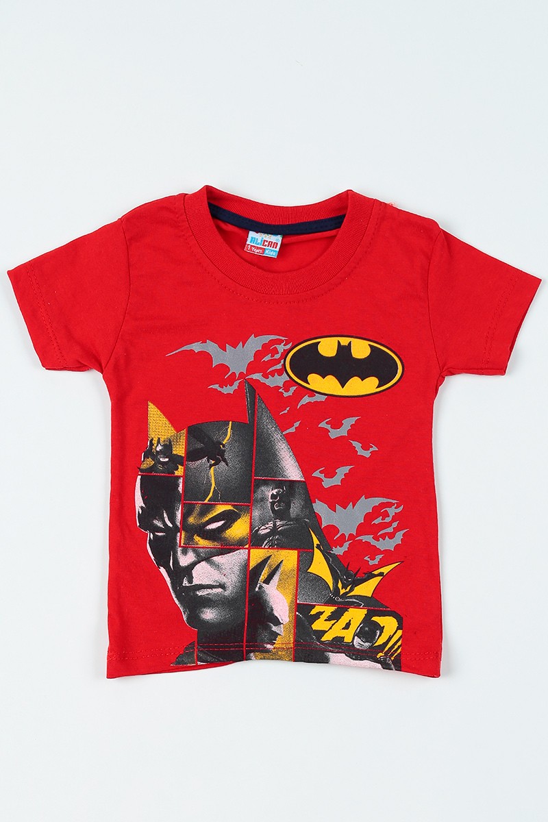 Kırmızı (7-12 yaş) Batman Baskılı Erkek Çocuk Tişört 108332