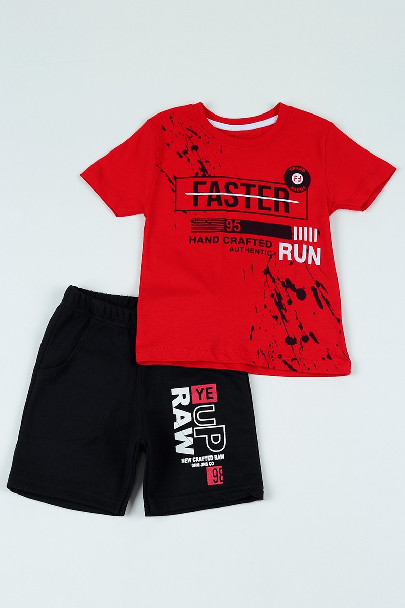 Kırmızı (8-12 yaş) Faster Run baskılı Erkek Çocuk Takım 106075