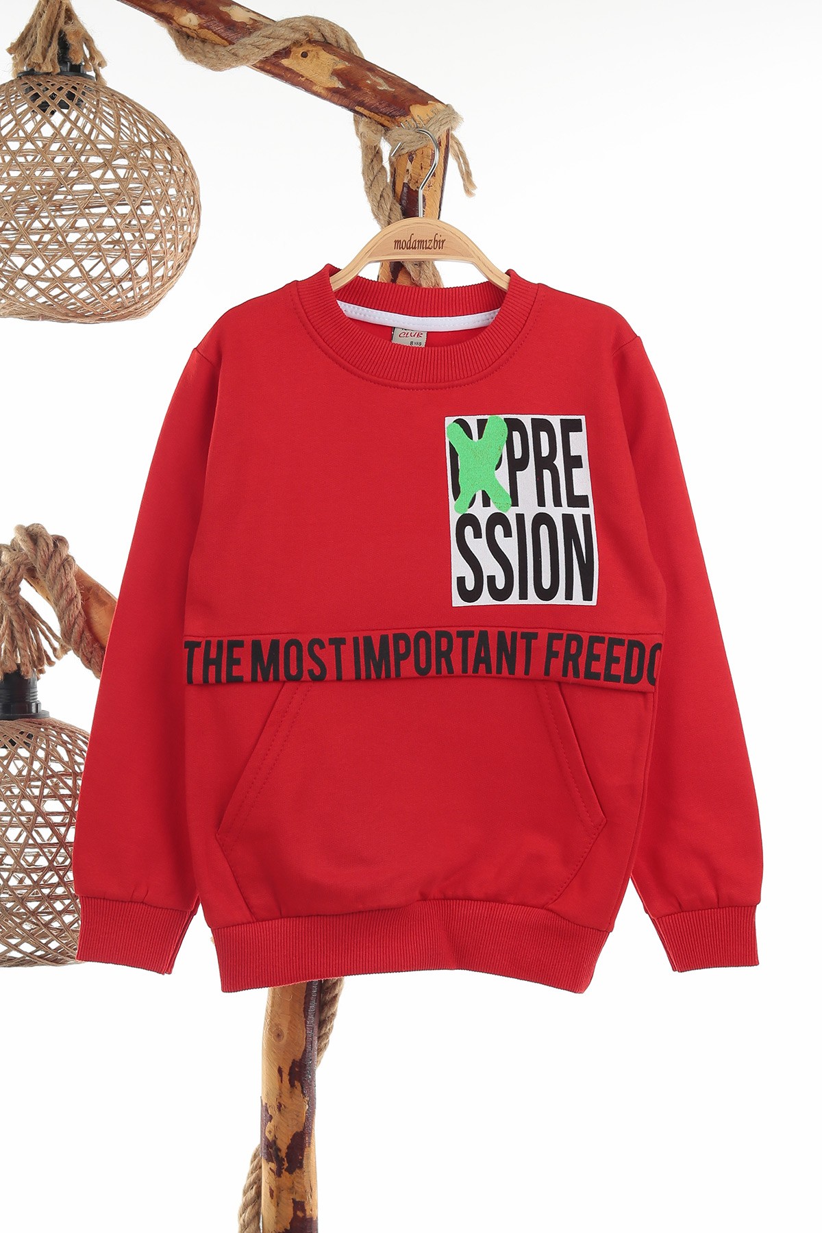 Kırmızı (8-12 Yaş) Freedom Baskılı İki İp Şardonlu Erkek Çocuk sweat 139791