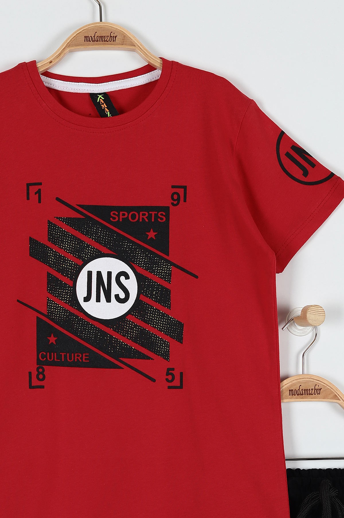 Kırmızı (9-12 Yaş) Jns Sports Baskılı Belden Bağlamalı Erkek Çocuk Takım 183019