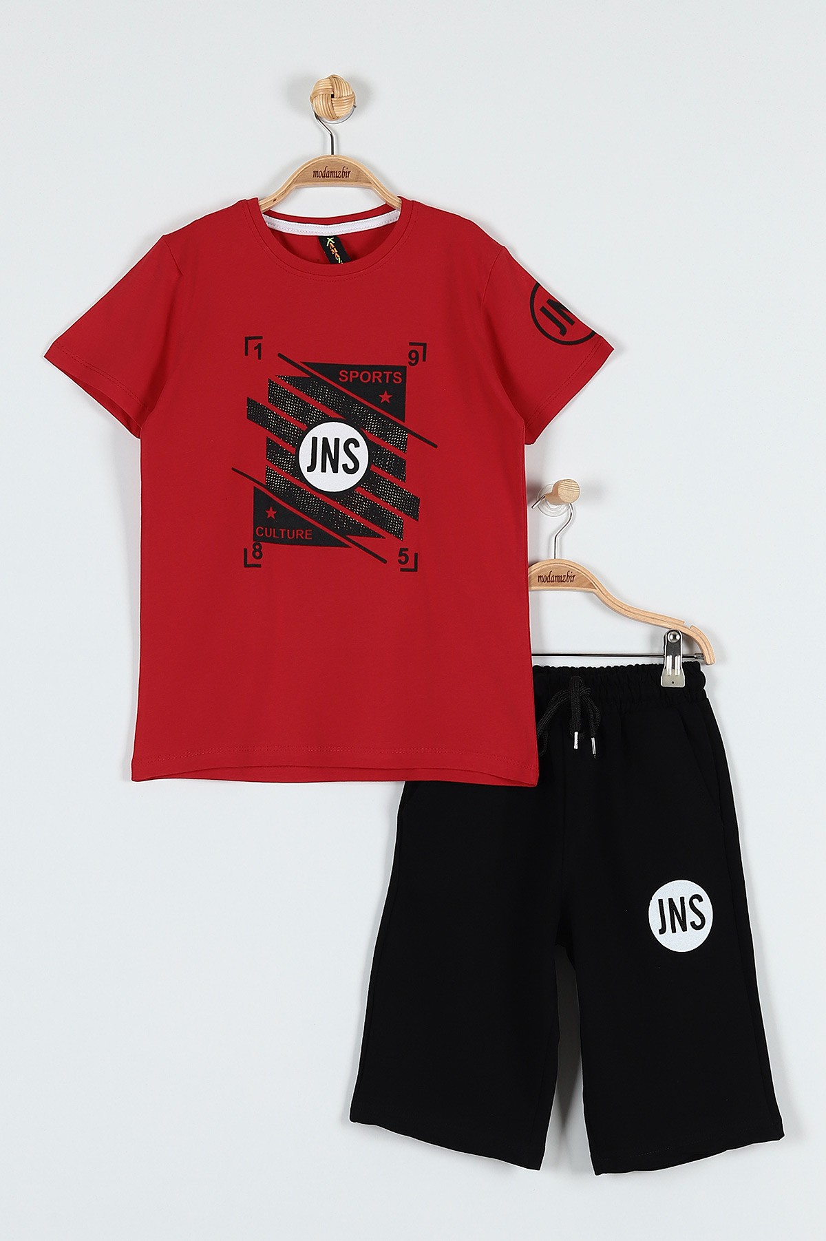 Kırmızı (9-12 Yaş) Jns Sports Baskılı Belden Bağlamalı Erkek Çocuk Takım 183019