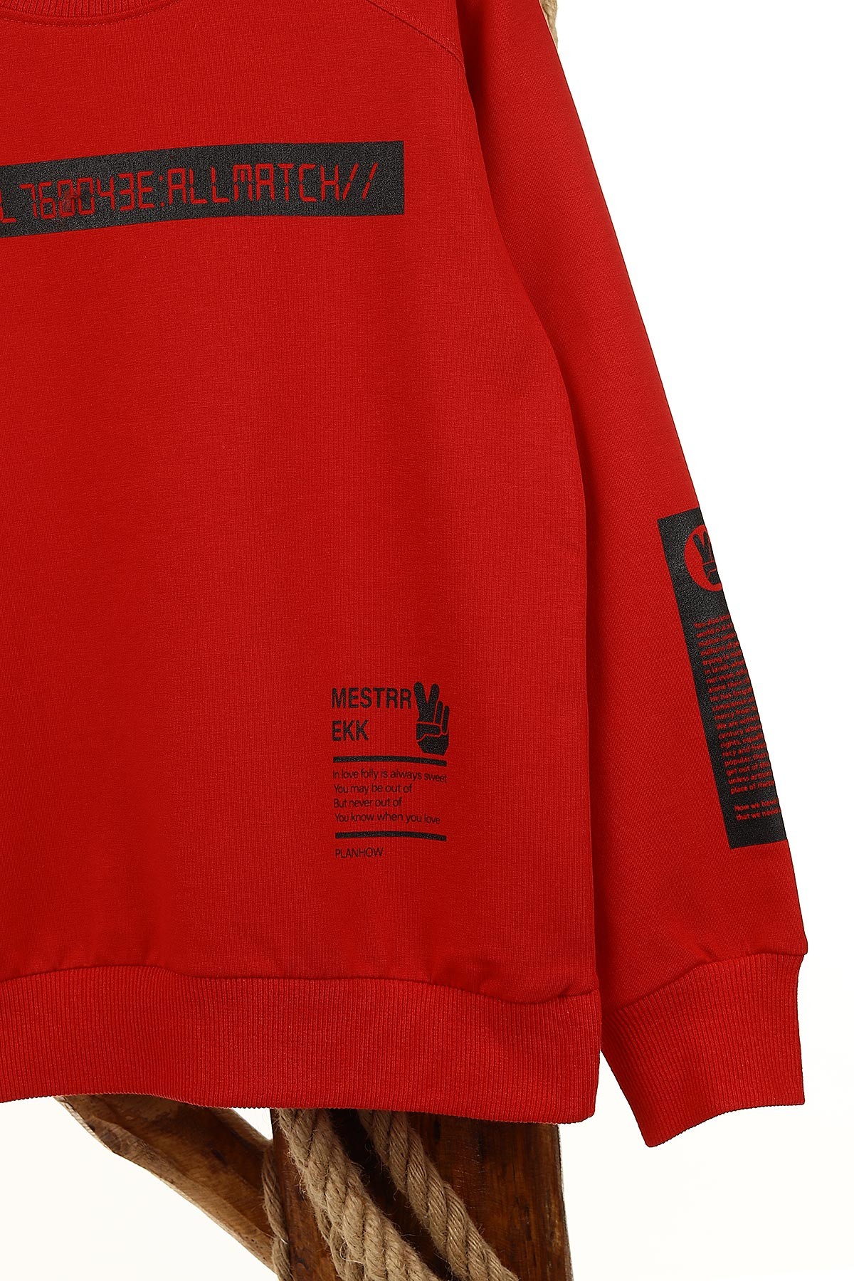 Kırmızı (9-12 Yaş) Mestar Baskılı Erkek Çocuk Sweat 154291