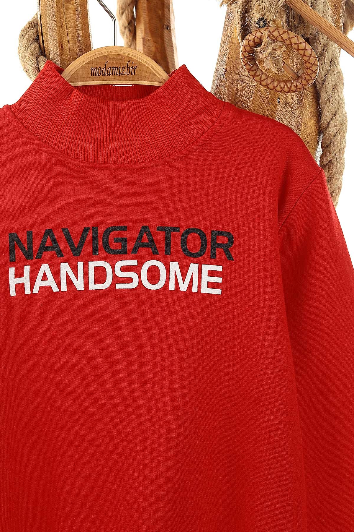 Kırmızı (9-12 Yaş) Navigatör Baskılı İki İp Şardonlu Erkek Çocuk Sweat 148937