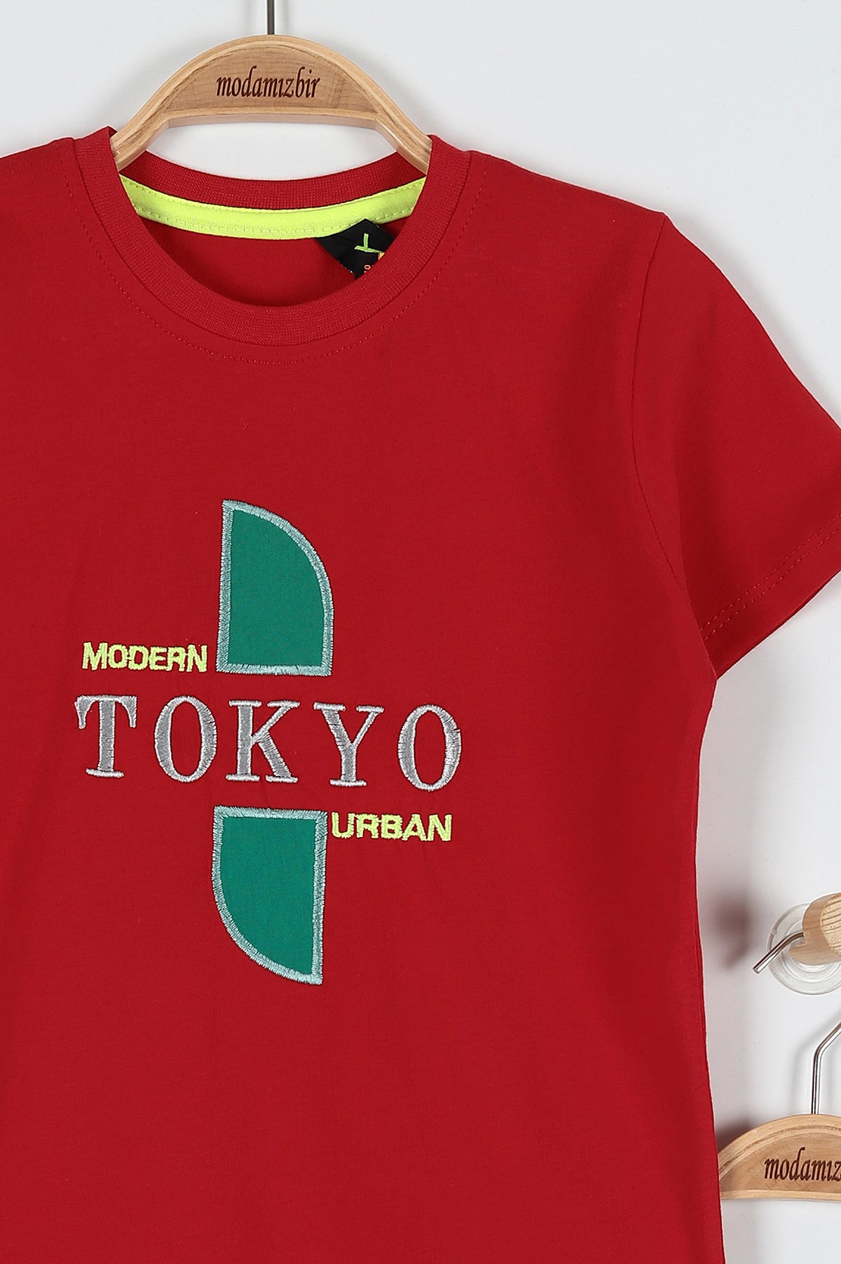 Kırmızı (9-12 Yaş) Tokyo Nakışlı Belden Bağlamalı Erkek Çocuk Takım 183034