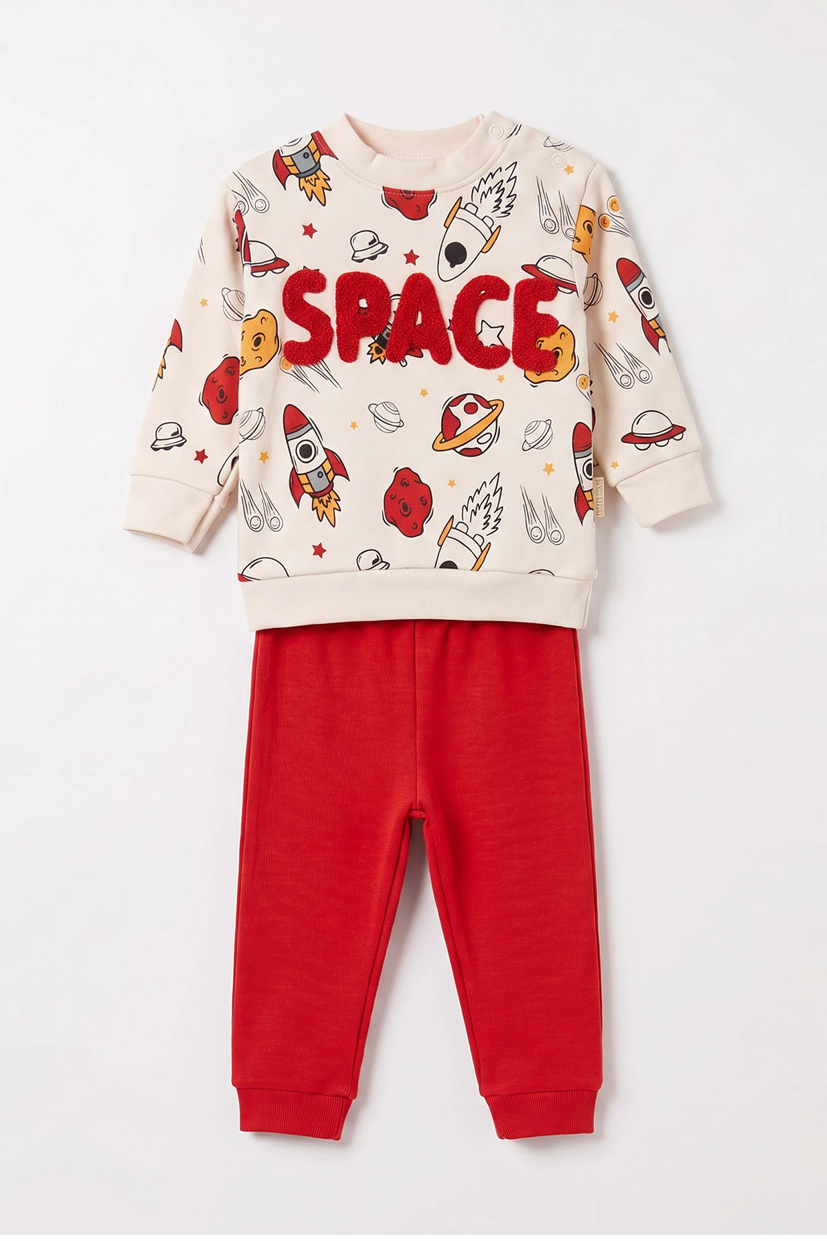 Kırmızı (9-18 Ay)Space Süzene Nakışlı Erkek Bebek Takım 476291