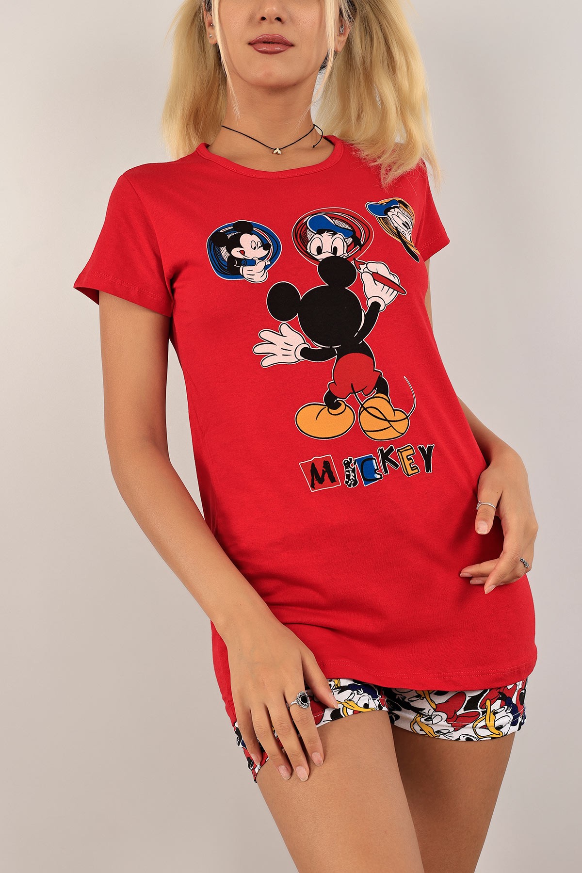 Kırmızı Baskılı Bayan Pijama Takımı 125328