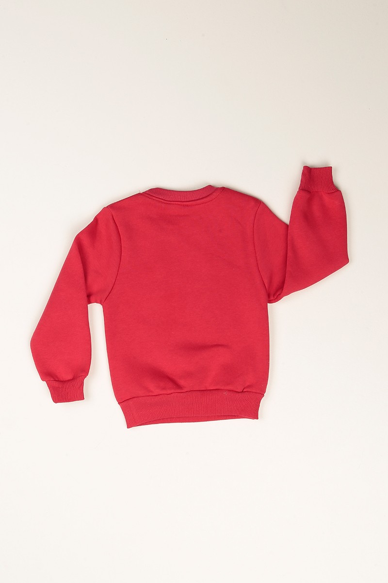 Kırmızı Baskılı İçi Şardonlu Erkek Çocuk Sweat 77477