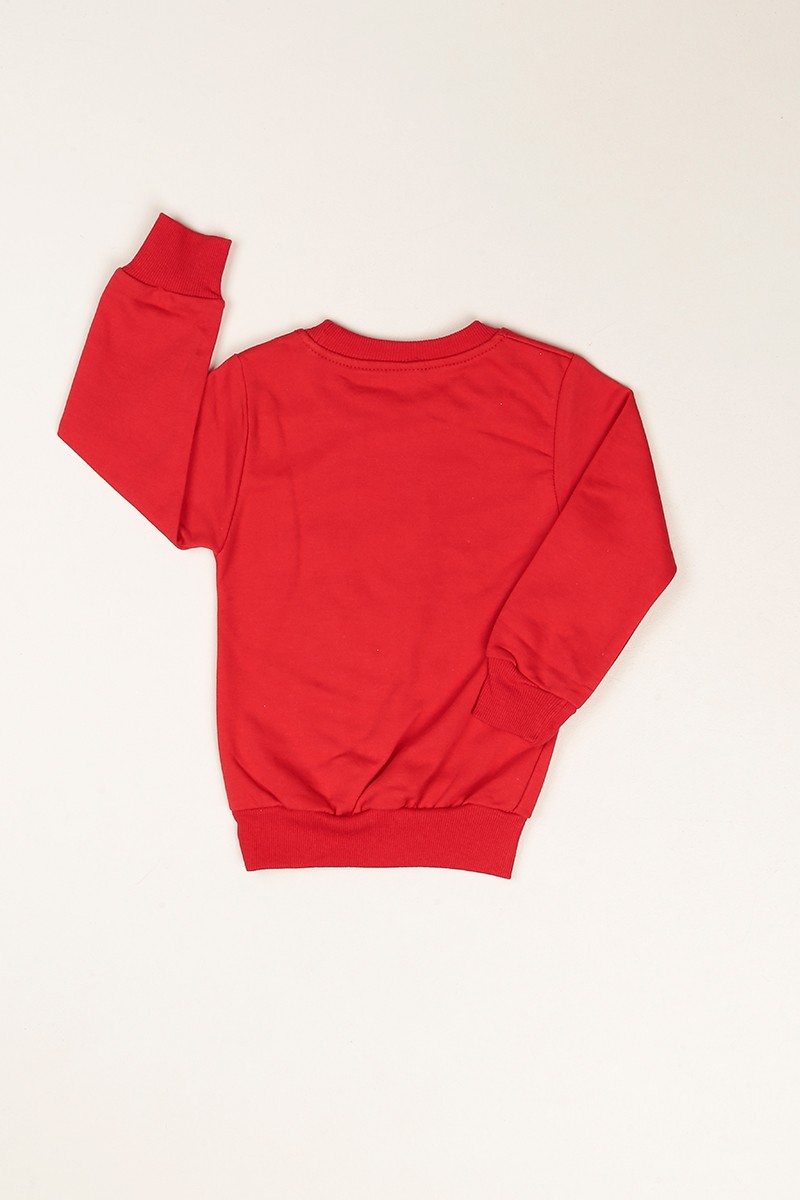 Kırmızı Baskılı İçi Şardonlu Kız Çocuk Sweat 80823