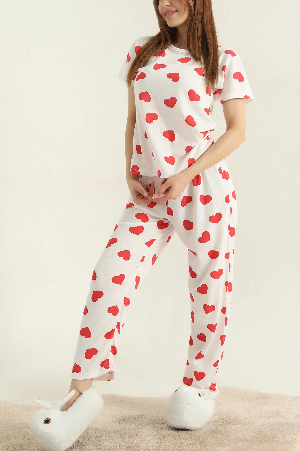 Kırmızı Baskılı Kadın Pijama Takımı 357151