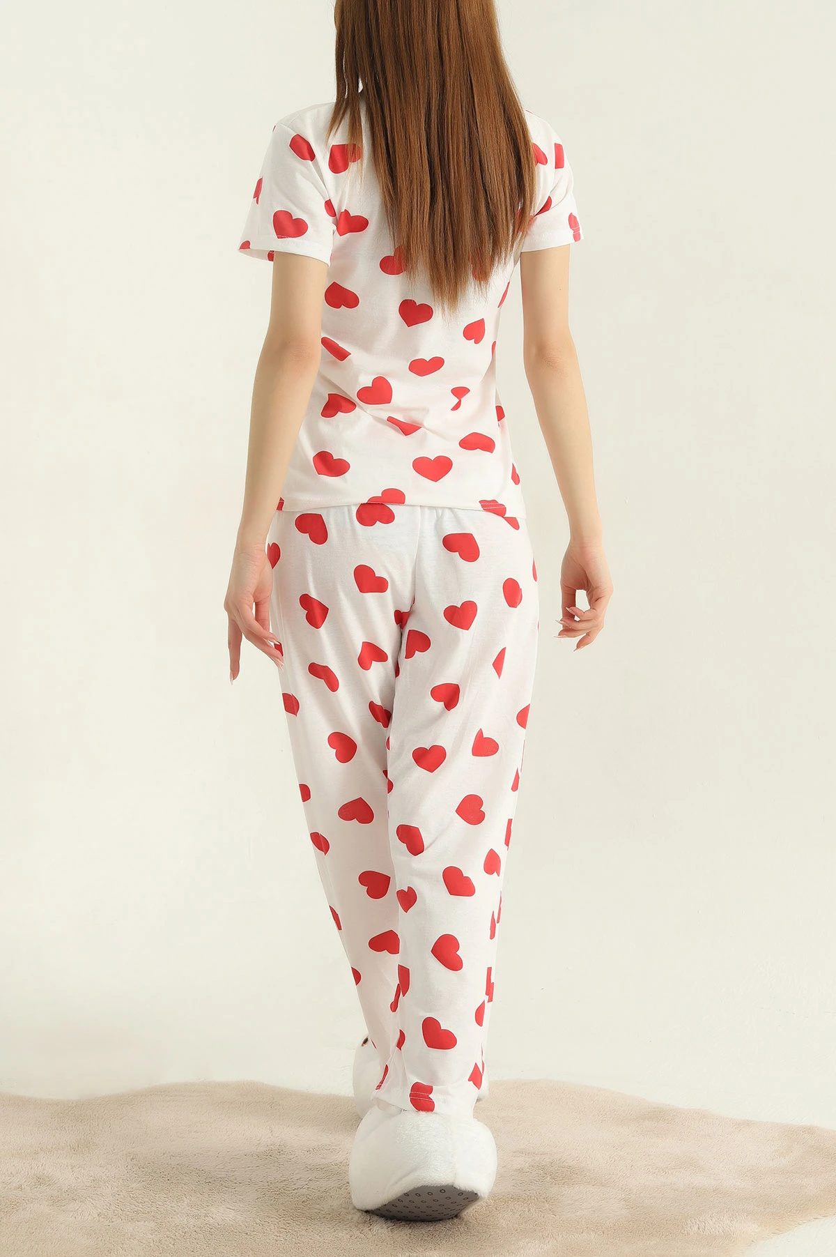 Kırmızı Baskılı Kadın Pijama Takımı 357151