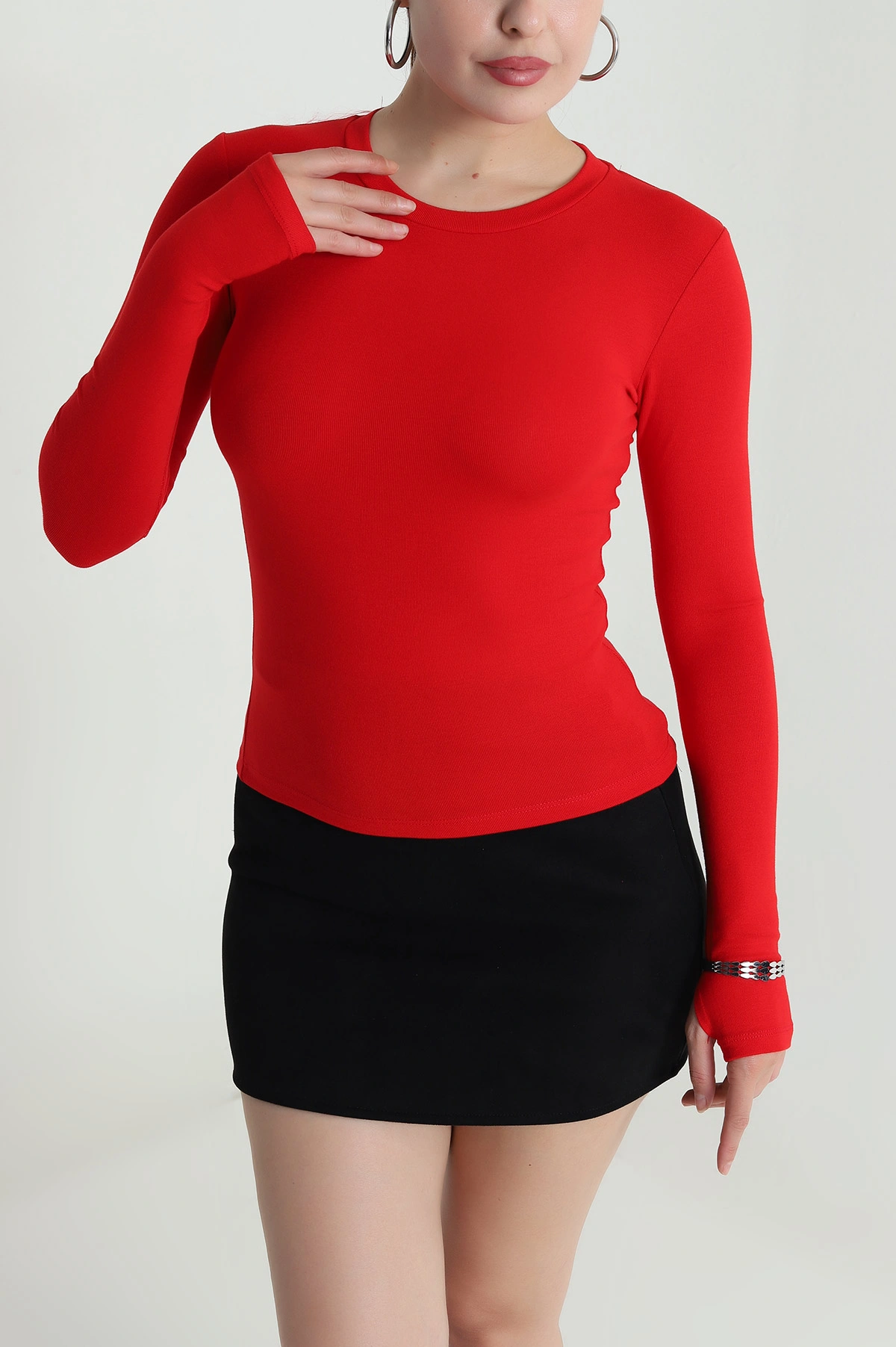 Kırmızı Bisiklet Yaka Buzzy Kadın Bluz 484308