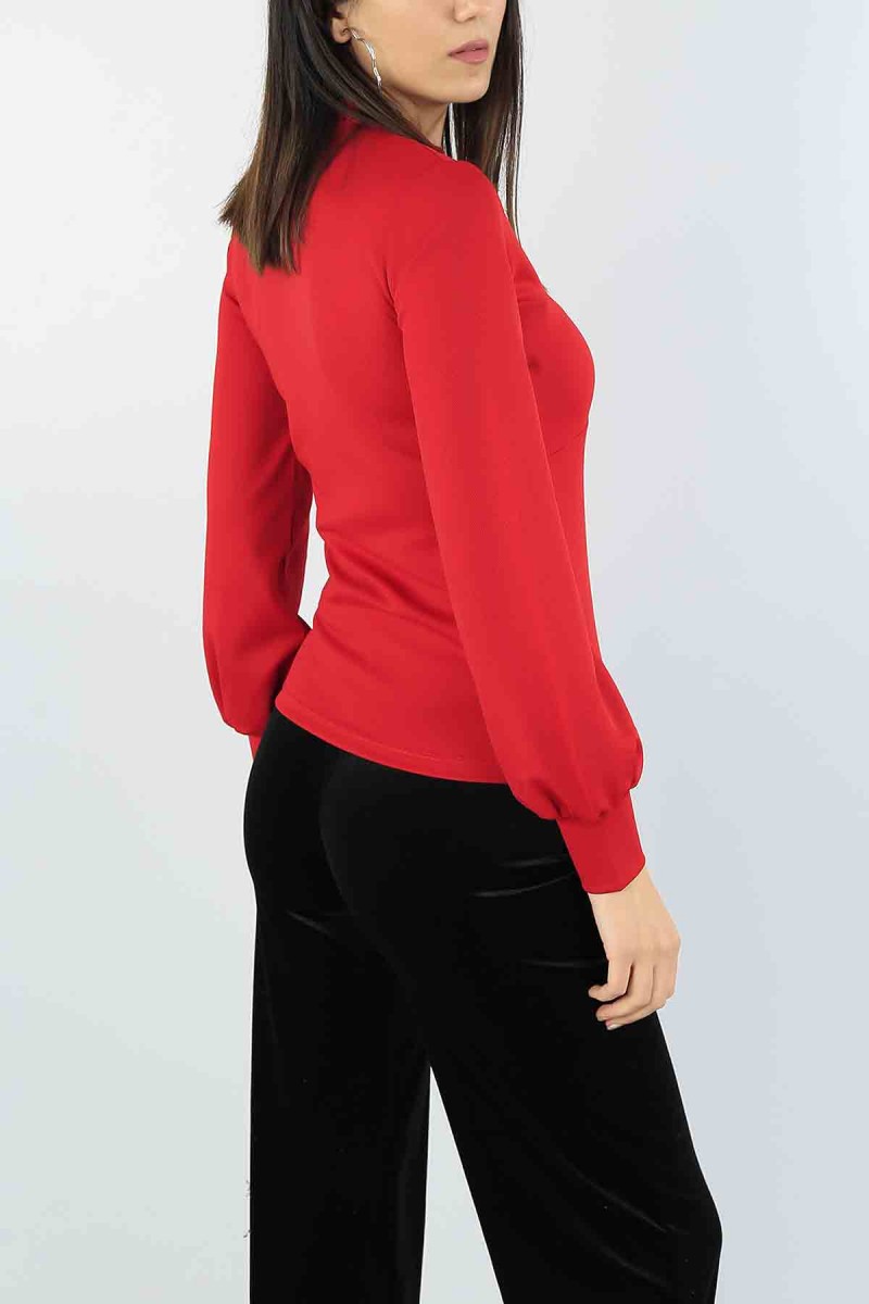 Kırmızı Damla Yaka Bluz 54046