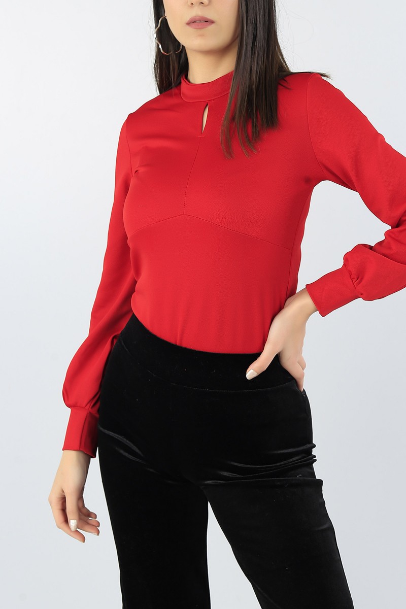 Kırmızı Damla Yaka Bluz 54046