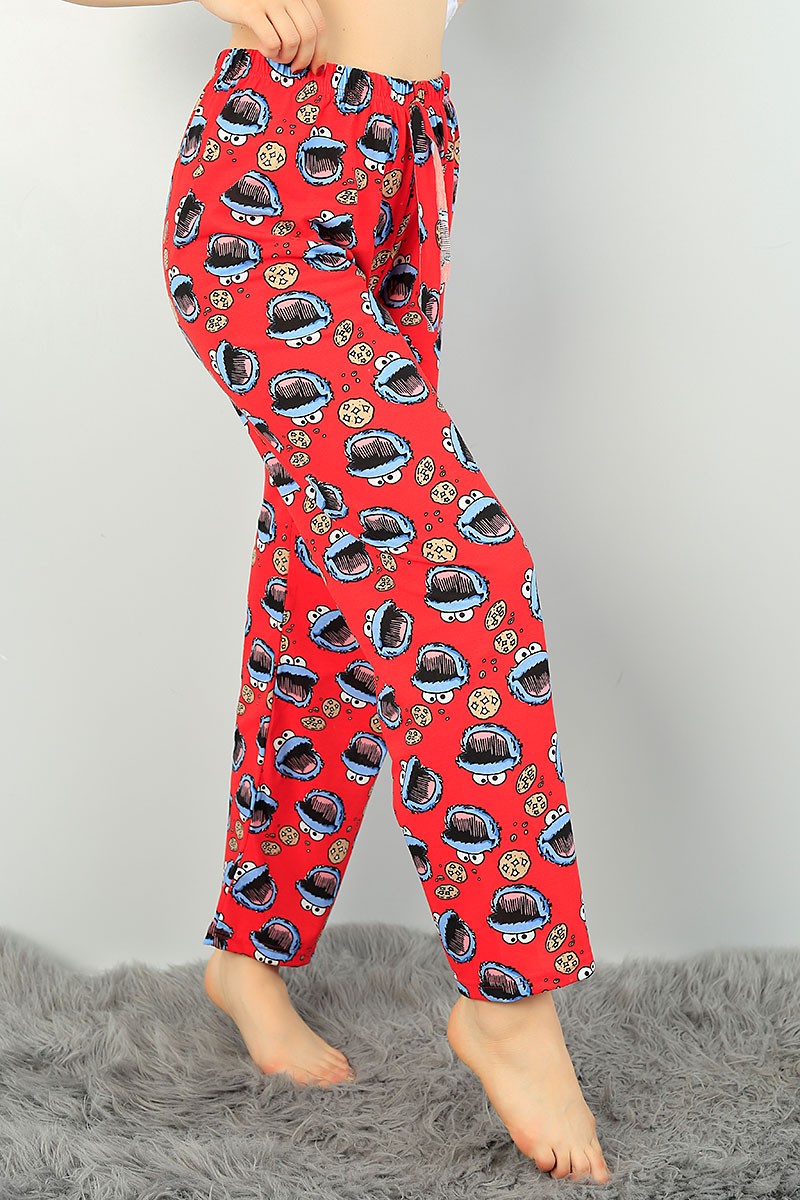 Kırmızı Desenli Bayan Pijama Altı 71634
