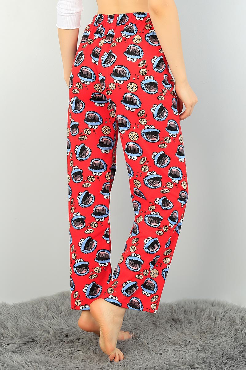 Kırmızı Desenli Bayan Pijama Altı 71634