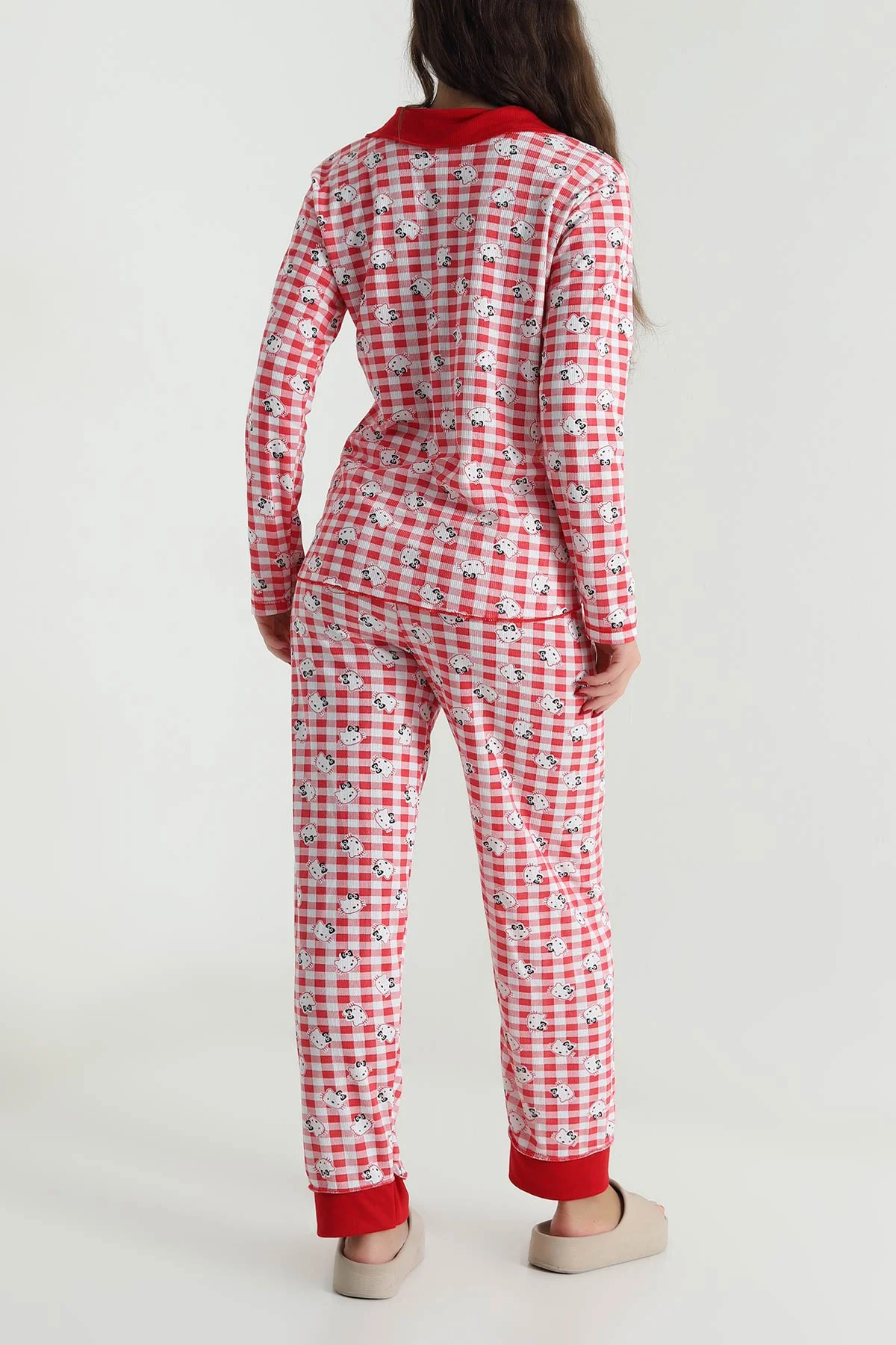 Kırmızı Düğmeli Berlin Kadın Pijama Takımı 494679