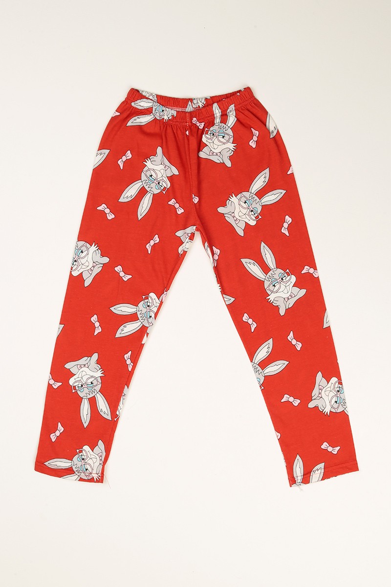 Kırmızı Düğmeli Kız Çocuk Pijama Takımı 77882