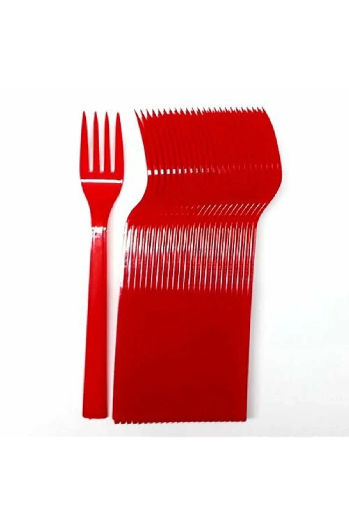 Kırmızı Eco 25'li Plastik Çatal 301016