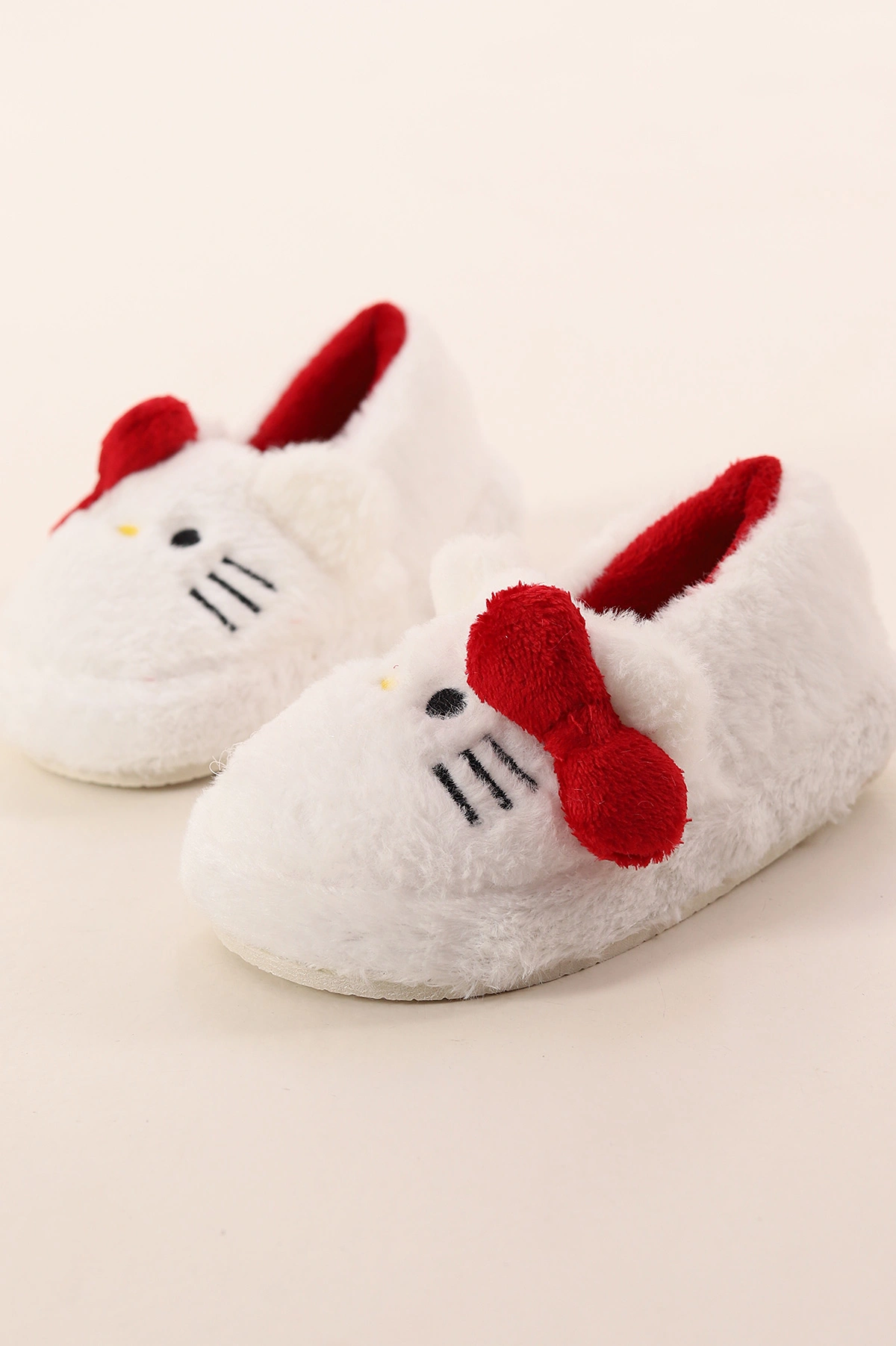 Kırmızı Ekru ( 30 - 35 ) Peluş Figürlü Kız Çocuk Panduf 391083