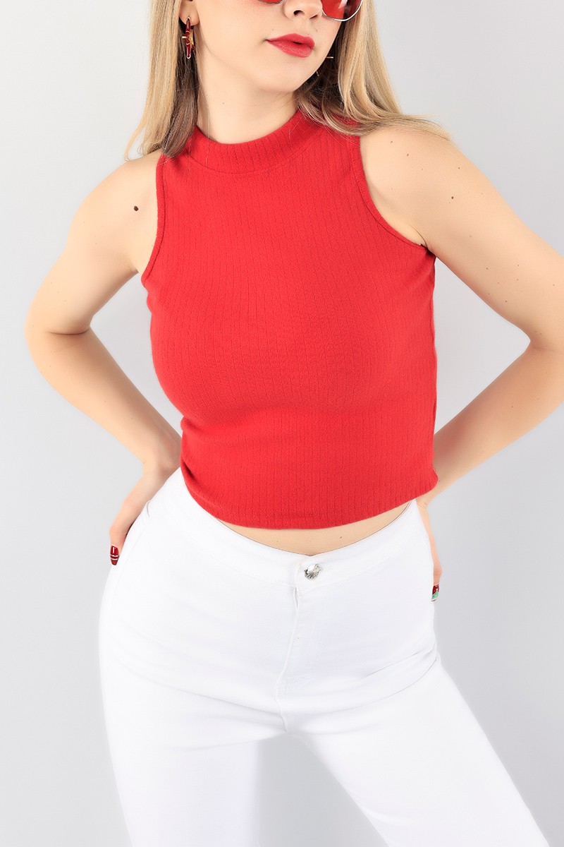 Kırmızı Fitilli Balıkçı Yaka Bayan Bluz 93741