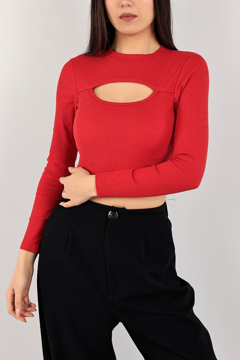 Kırmızı Fitilli Likralı Bluz 107366
