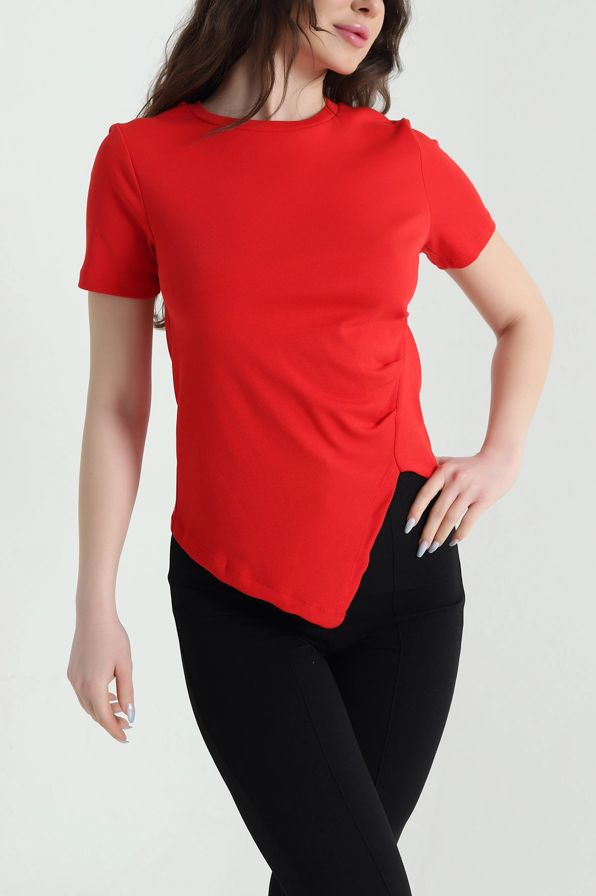 Kırmızı Fitilli Tasarım Kadın Bluz 449671