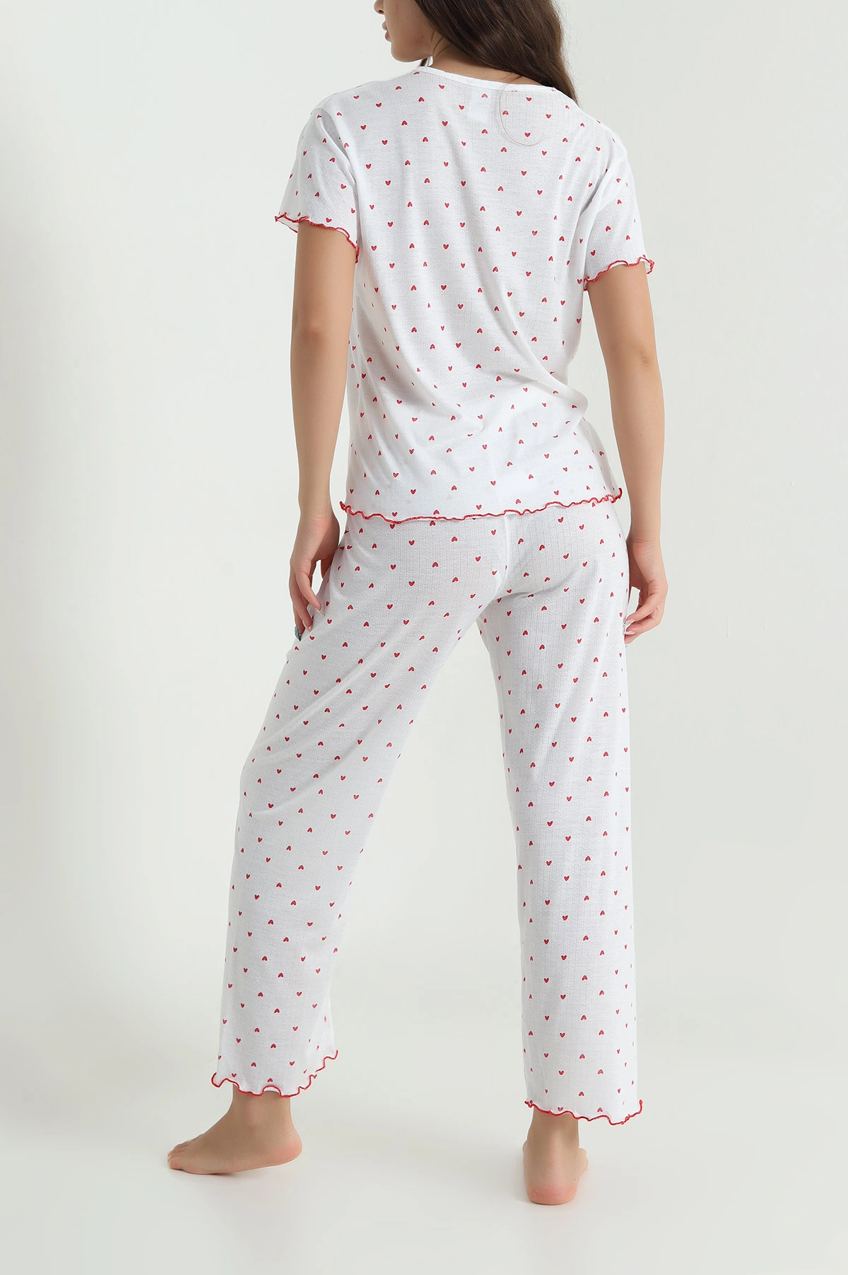 Kırmızı Fiyonk Detay Kadın Pijama Takımı 467256