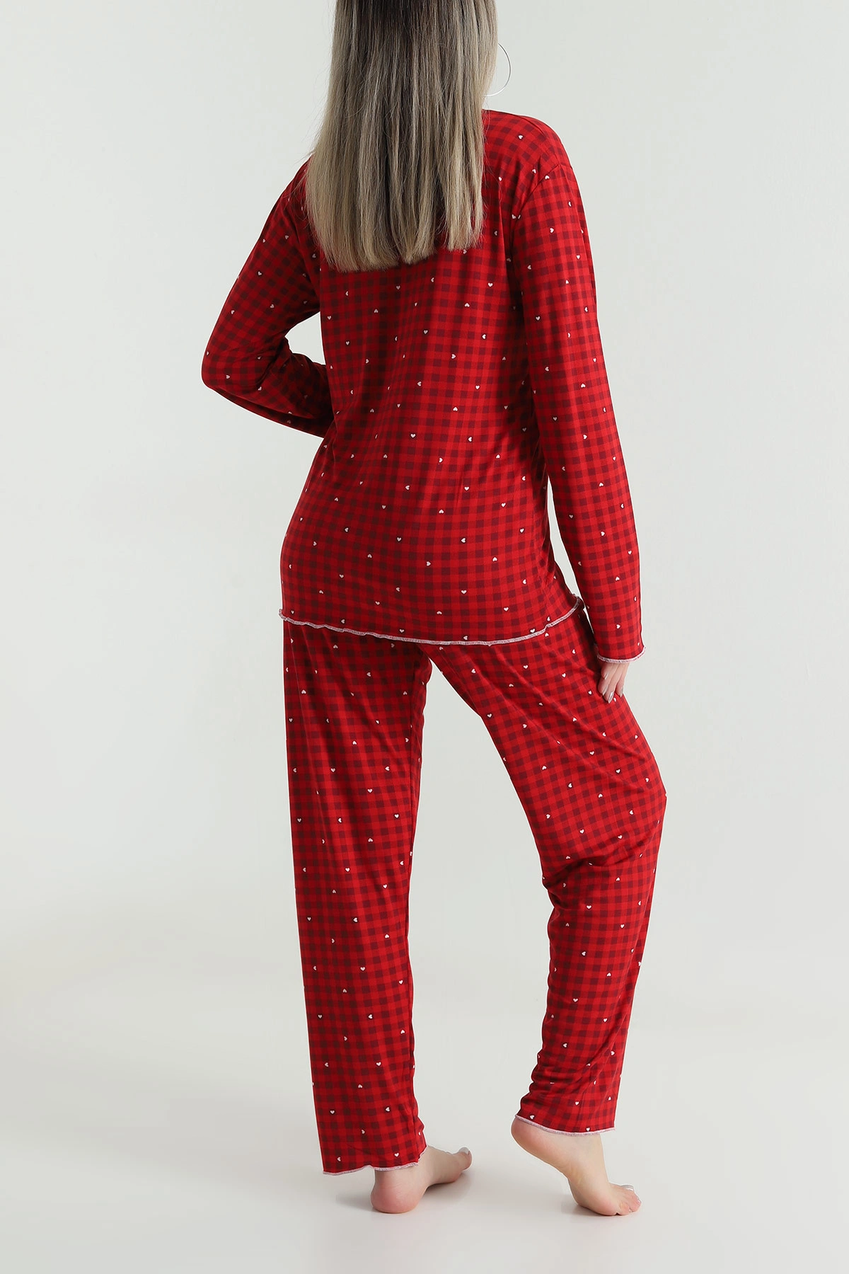 Kırmızı Fiyonklu Soft Süet Kadın Pijama Takımı 488906