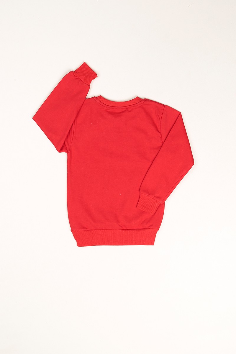 Kırmızı İçi Şardonlu Baskılı Kız Çocuk Sweat 80747