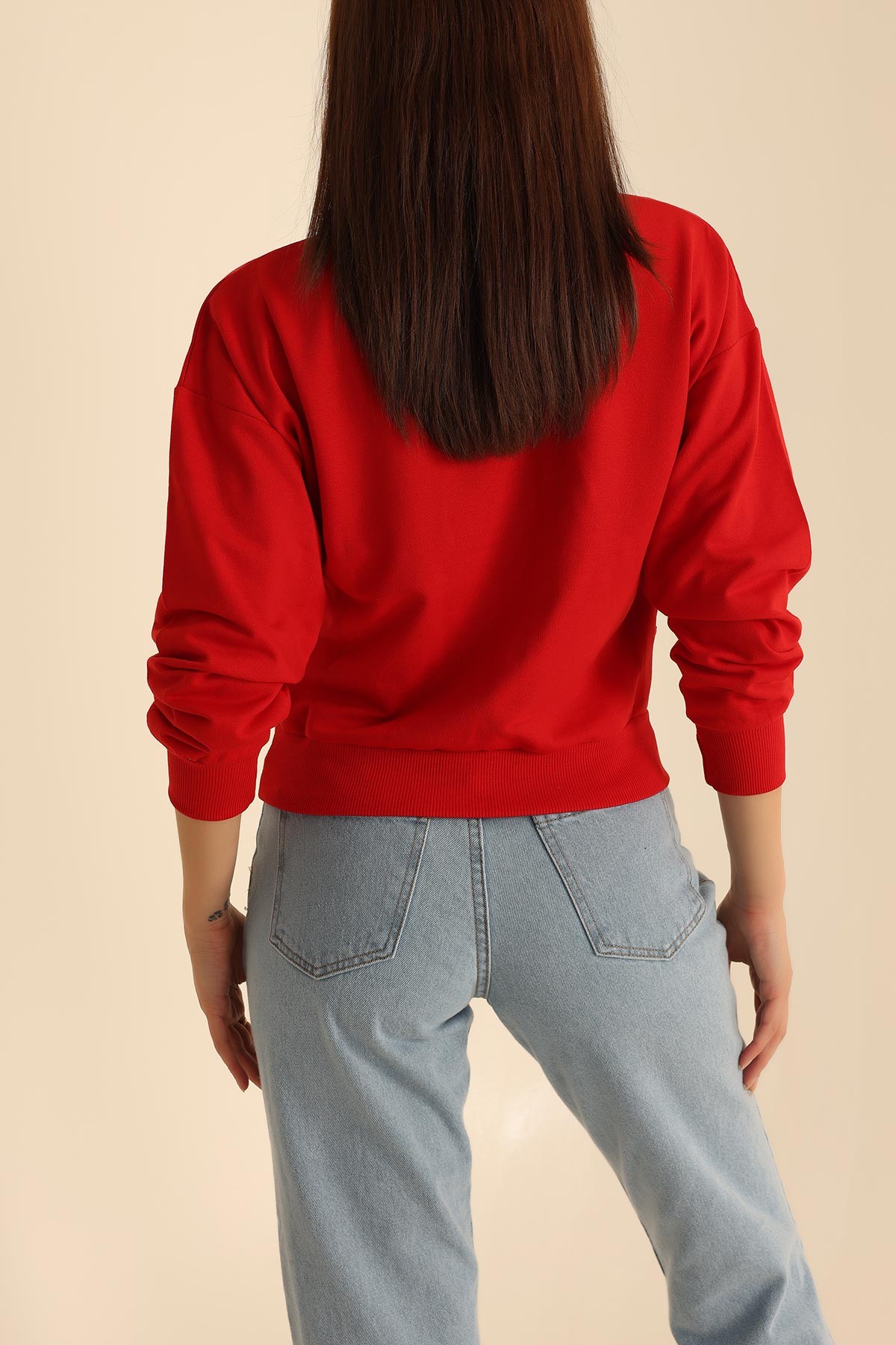 Kırmızı İki İp Oversize Sweat 199712