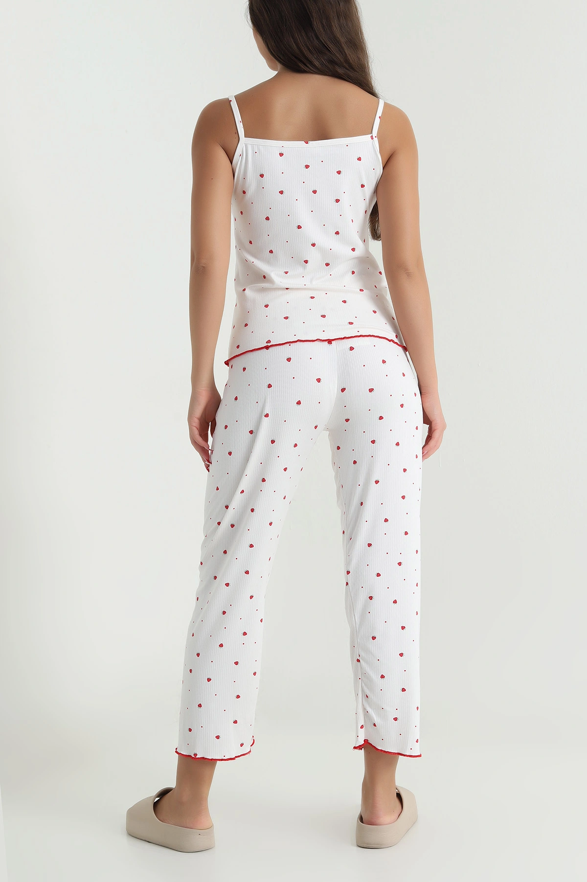 Kırmızı İp Askılı Kadın Pijama Takımı 476879