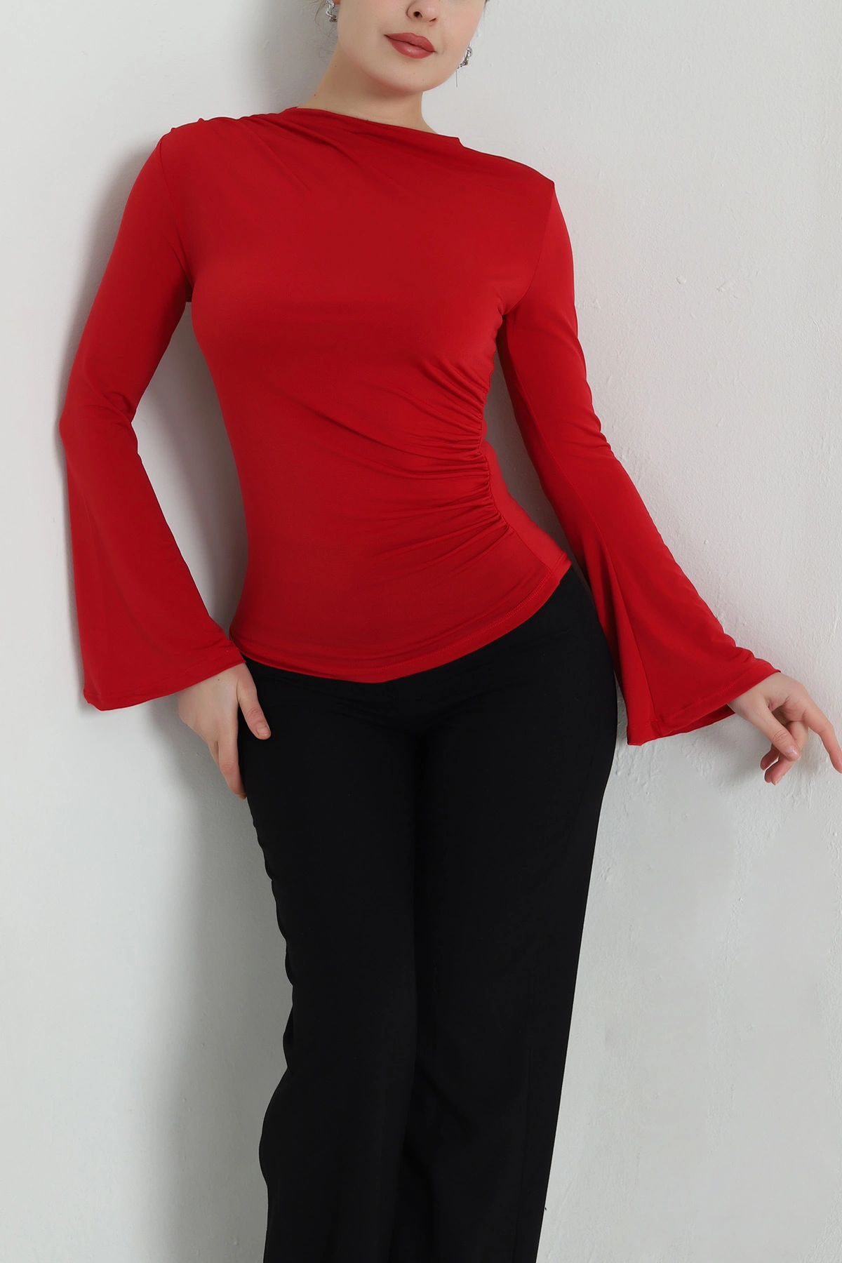 Kırmızı İspanyol Kol Sandy Kadın Bluz 497003