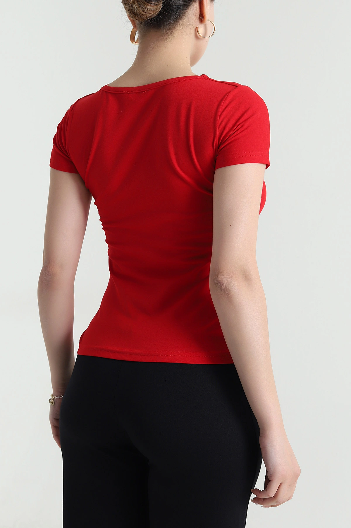 Kırmızı Kare Yaka Kadın Body 478368