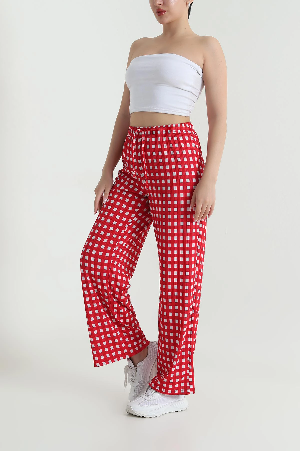 Kırmızı Kareli Helen Kadın Pantolon 465096