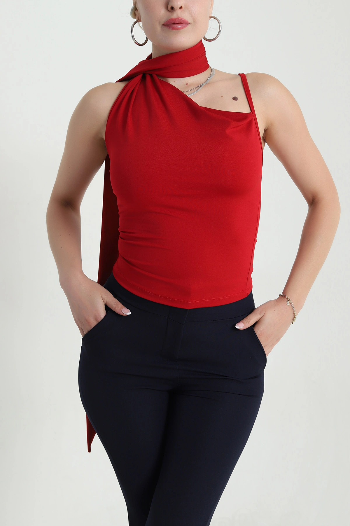 Kırmızı Kravatlı Sandy Kadın Bluz 477878