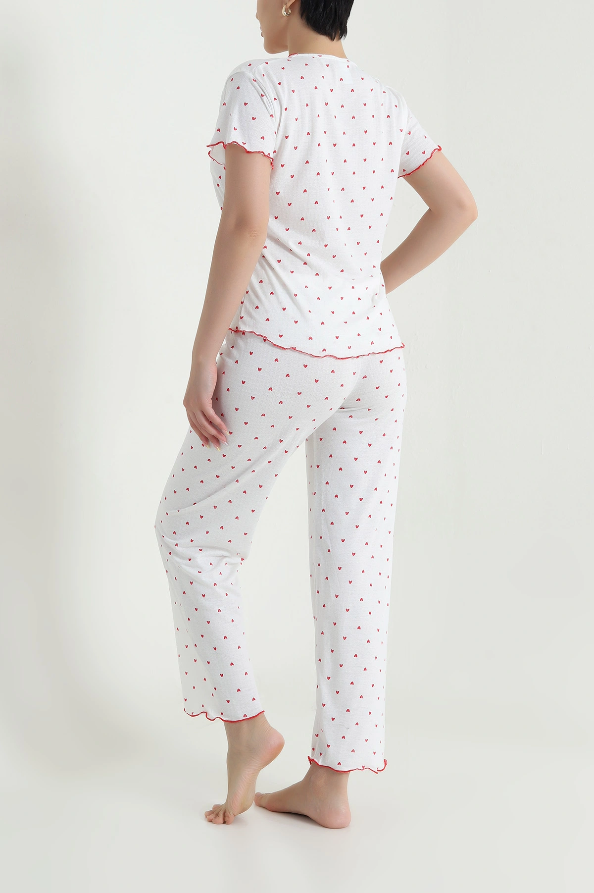 Kırmızı Kurdela Tasarım Kadın Pijama Takımı 467880