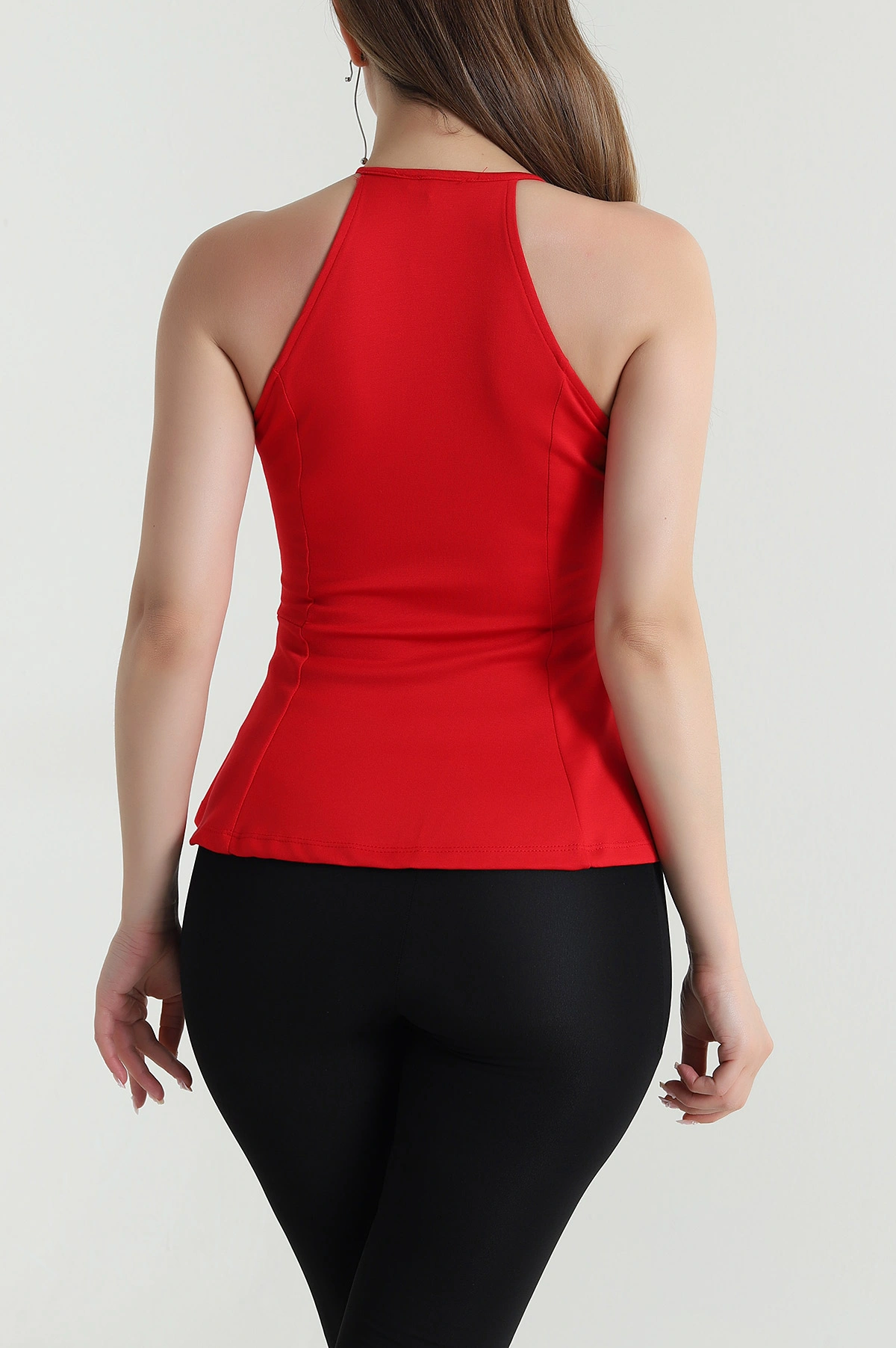Kırmızı Likralı Modal Kadın Bluz 476037