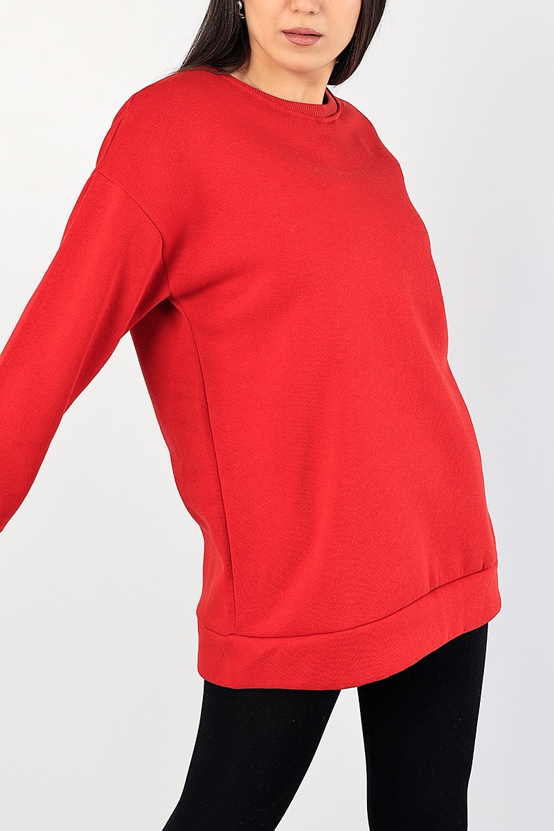 Kırmızı Nakışlı Bayan Şardonlu Sweat 84997