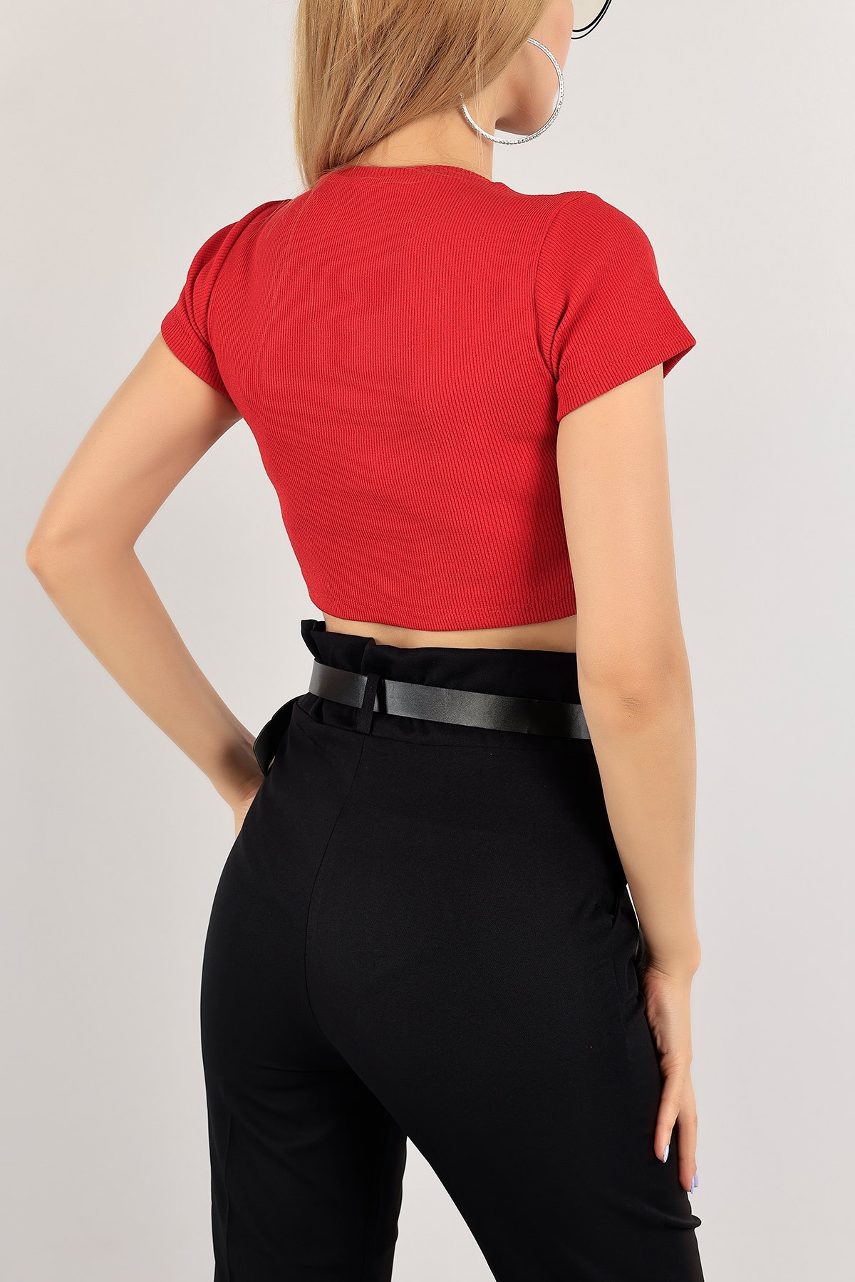 Kırmızı Nakışlı Fitilli Bluz 118061