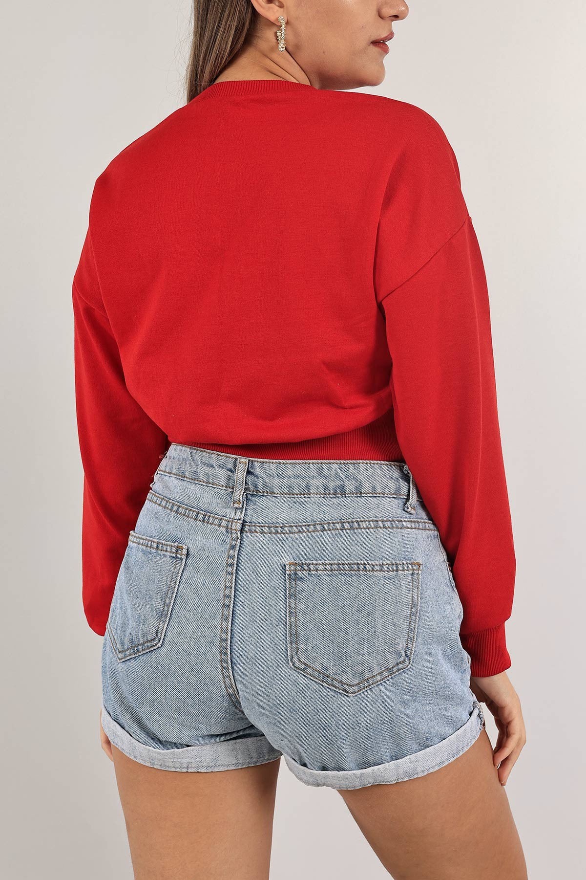 Kırmızı Nakışlı İki İp Sweat 132761
